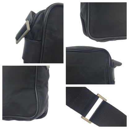 Prada Shoulder Bag V160 Nylon Black Silvermetal Shoulder Bag Pochette Test Triangle With Logo Mens