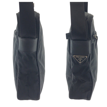 Prada Shoulder Bag V160 Nylon Black Silvermetal Shoulder Bag Pochette Test Triangle With Logo Mens