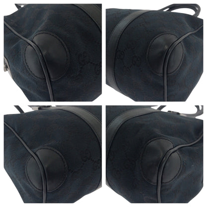 Gucci Handbag 000 0851 Gg Canvas Black Silvermetal Handbags Mini Boston Duffel Bag Women