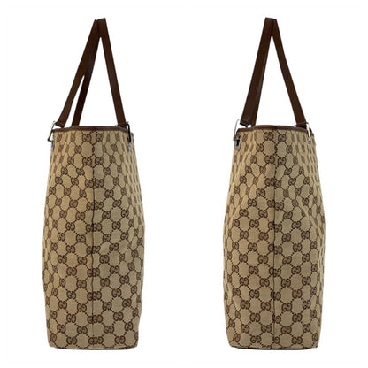 Gucci Tote Bag 31243 Gg Canvas, Leather Beige Brown Tote Bag Shoulder Bag Women
