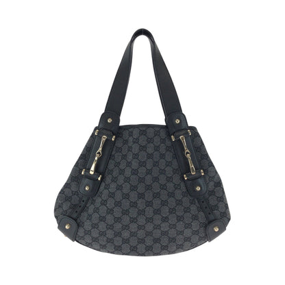 Gucci Tote Bag 292927 Gg Canvas Black, Gray, Gold Metal Tote Bag Handbag Shoulder Bag Horsebit Women