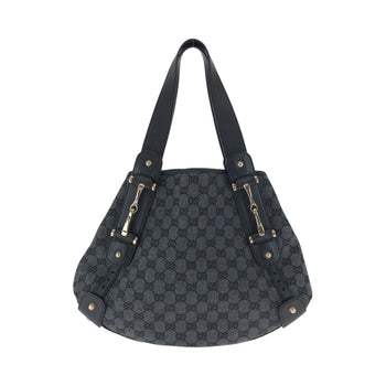 Gucci Tote Bag 292927 Gg Canvas Black, Gray, Gold Metal Tote Bag Handbag Shoulder Bag Horsebit Women