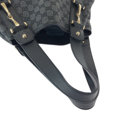Gucci Tote Bag 292927 Gg Canvas Black, Gray, Gold Metal Tote Bag Handbag Shoulder Bag Horsebit Women