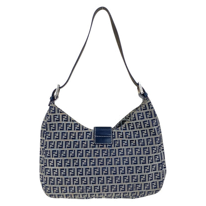 Fendi Shoulder Bag Canvas Navy Silvermetal Zucchino