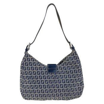 Fendi Shoulder Bag Canvas Navy Silvermetal Zucchino