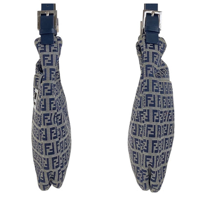 Fendi Shoulder Bag Canvas Navy Silvermetal Zucchino