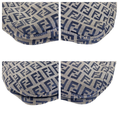 Fendi Shoulder Bag Canvas Navy Silvermetal Zucchino