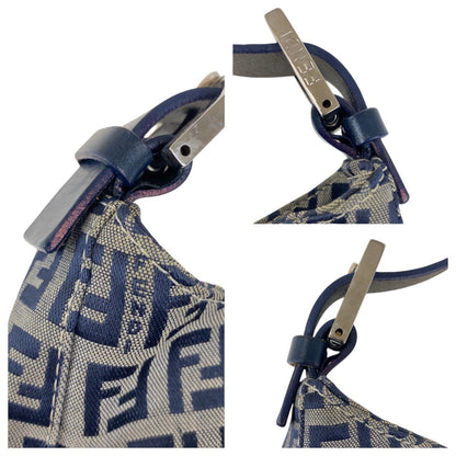 Fendi Shoulder Bag Canvas Navy Silvermetal Zucchino