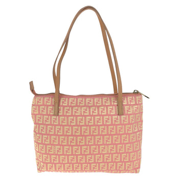 Fendi Tote Bag 2305 8Bh021 028 Canvas, Leather Pink Beige Gold Metal Tote Bag Shoulder Bag Zucchino