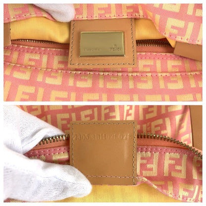 Fendi Tote Bag 2305 8Bh021 028 Canvas, Leather Pink Beige Gold Metal Tote Bag Shoulder Bag Zucchino