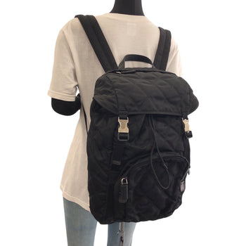 Prada Backpack 2Vz135 Nylon Black Silvermetal Backpack Backpack Test Suit Quilting Triangle With
