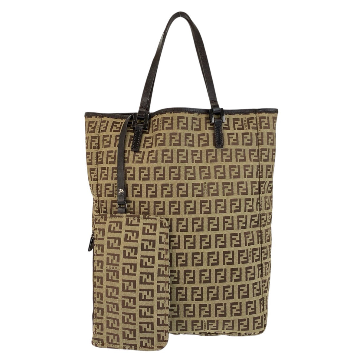 Fendi Tote Bag 8Bh006 Canvas, Leather Beige Brown Tote Bag Handbag Zucchino Women