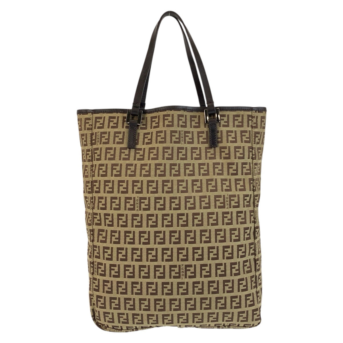 Fendi Tote Bag 8Bh006 Canvas, Leather Beige Brown Tote Bag Handbag Zucchino Women