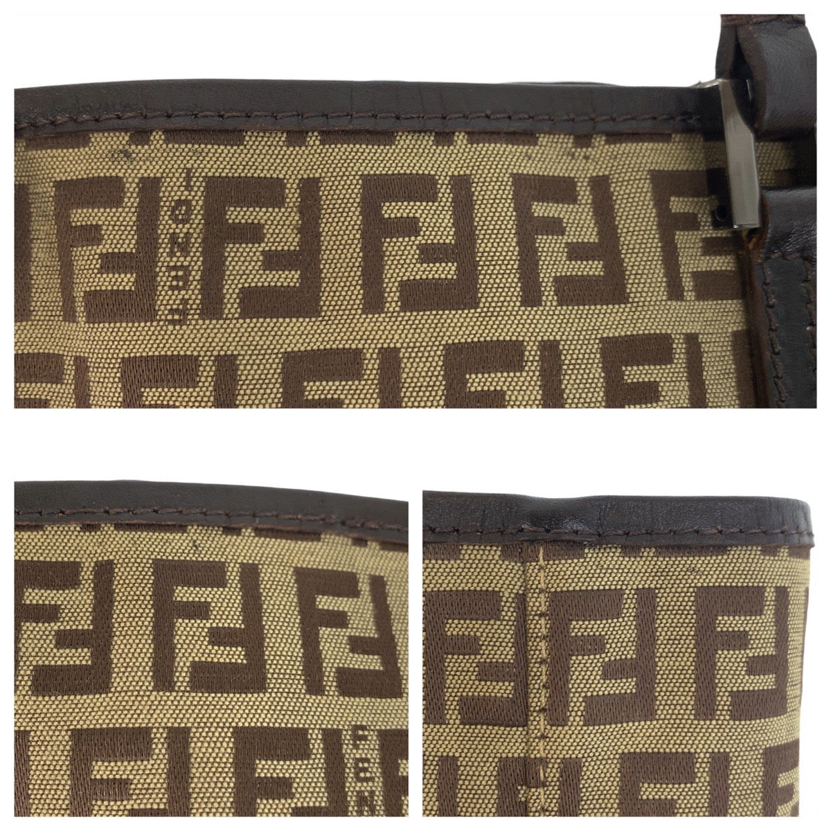 Fendi Tote Bag 8Bh006 Canvas, Leather Beige Brown Tote Bag Handbag Zucchino Women