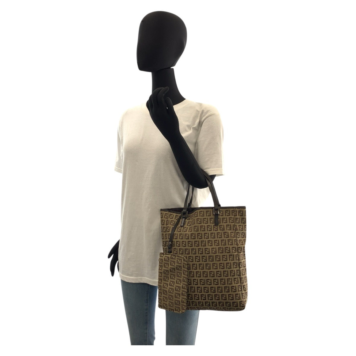 Fendi Tote Bag 8Bh006 Canvas, Leather Beige Brown Tote Bag Handbag Zucchino Women