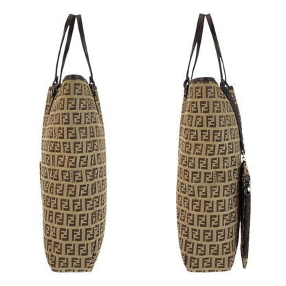 Fendi Tote Bag 8Bh006 Canvas, Leather Beige Brown Tote Bag Handbag Zucchino Women
