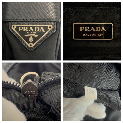 Prada Shoulder Bag Nylon, Leather Black Silvermetal Shoulder Bag Messenger Bag Test Triangle With