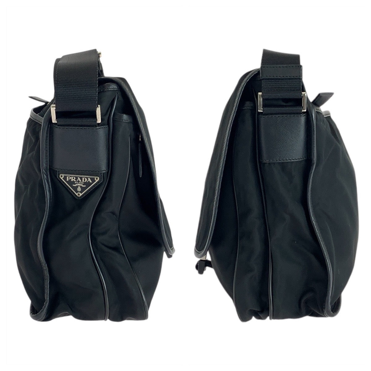 Prada Shoulder Bag Nylon, Leather Black Silvermetal Shoulder Bag Messenger Bag Test Triangle With