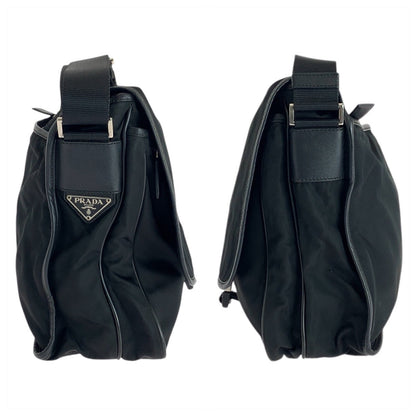 Prada Shoulder Bag Nylon, Leather Black Silvermetal Shoulder Bag Messenger Bag Test Triangle With