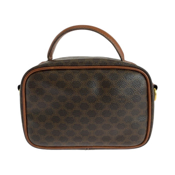 Celine Shoulder Bag Pvc Dark Brown Brown Gold Metal Shoulder Bag Vanity Bag 2Way Macadam Women