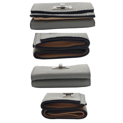 Fendi Tri-Fold Wallet 8M0426 A91B 229 2018 Leather Grey Silvermetal Peekaboo