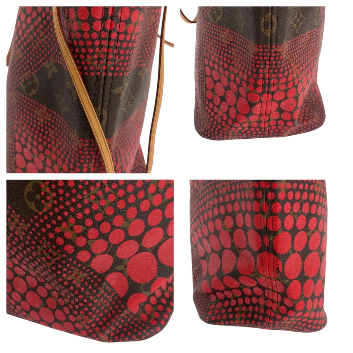 Louis Vuitton Tote Bag M40686 Pvc Red Brown Gold Metal Tote Bag Shoulder Bag Monogram Wave Yayoi