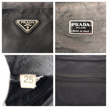 Prada Shoulder Bag Nylon Black Silvermetal Shoulder Bag Handbag Unisex Test Triangle With Logo Women