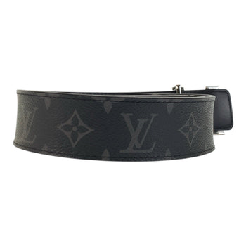 Louis Vuitton Belt M9043 Pvc, Leather Black Silvermetal Monogram Eclipse Saintur Lv Initial Mens 42