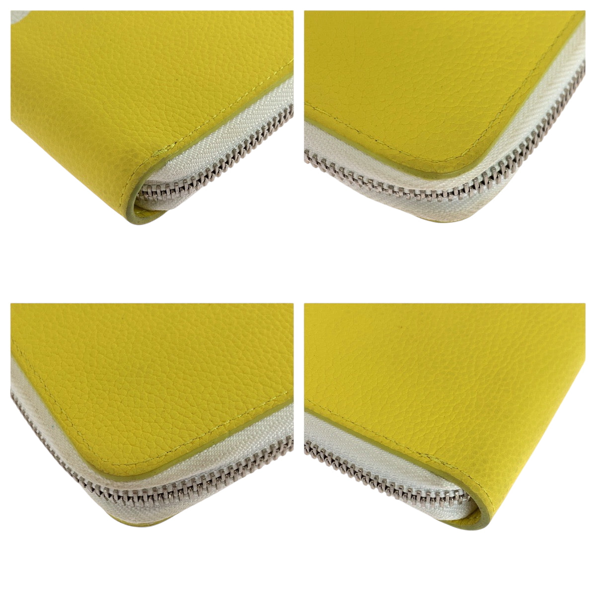 Louis Vuitton Long Wallet Purse M80852 Leather Yellow White Silvermetal Long Wallet Purse Zip