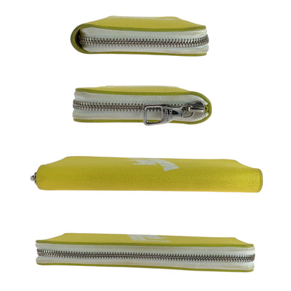 Louis Vuitton Long Wallet Purse M80852 Leather Yellow White Silvermetal Long Wallet Purse Zip