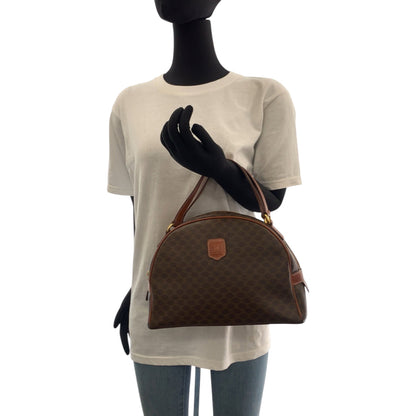Celine Handbag Pvc, Leather Brown Gold Metal Handbag Vanity Bag Mini Boston Duffel Bag Macadam Women