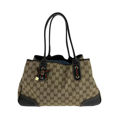 Gucci Tote Bag 163805 Gg Canvas Beige Brown Gold Metal Tote Bag Shoulder Bag Sherry Line Pretty