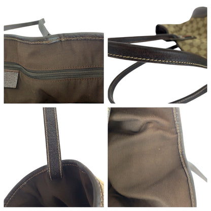 Gucci Tote Bag 163805 Gg Canvas Beige Brown Gold Metal Tote Bag Shoulder Bag Sherry Line Pretty