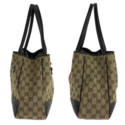 Gucci Tote Bag 163805 Gg Canvas Beige Brown Gold Metal Tote Bag Shoulder Bag Sherry Line Pretty