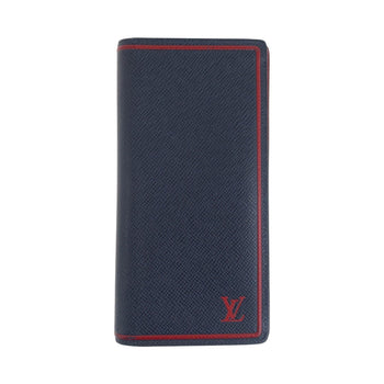 Louis Vuitton Long Wallet Purse M63434 Leather Blue Marine Navy Red Silvermetal Long Wallet Purse