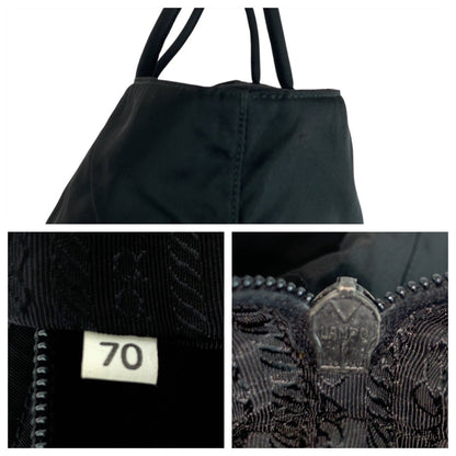 Prada Tote Bag Nylon Black Silvermetal Tote Bag Shoulder Bag Test Triangle With Logo Women