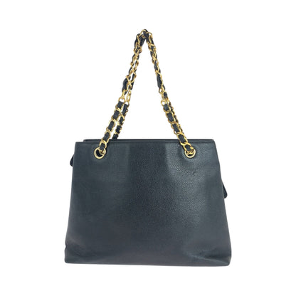 Chanel Tote Bag Caviar Skin Black Goldmetal Chain Tote Bag Shoulder Bag Coco Mark Women