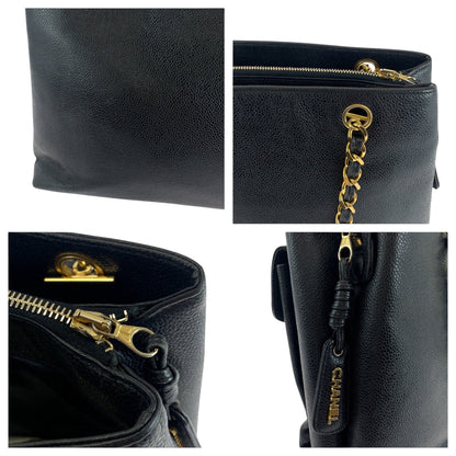 Chanel Tote Bag Caviar Skin Black Goldmetal Chain Tote Bag Shoulder Bag Coco Mark Women