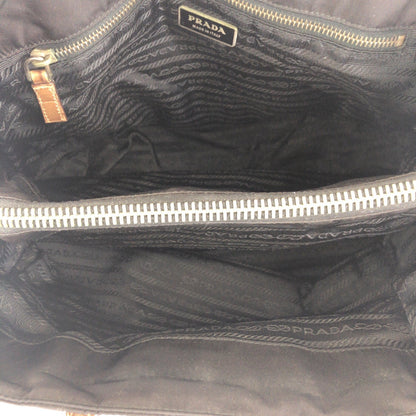 Prada Shoulder Bag Nylon, Leather Black Brown Silvermetal Shoulder Bag Tote Bag Test Triangle With