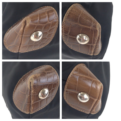 Prada Shoulder Bag Nylon, Leather Black Brown Silvermetal Shoulder Bag Tote Bag Test Triangle With