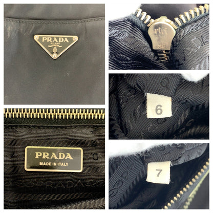 Prada Shoulder Bag Nylon, Leather Black Brown Silvermetal Shoulder Bag Tote Bag Test Triangle With