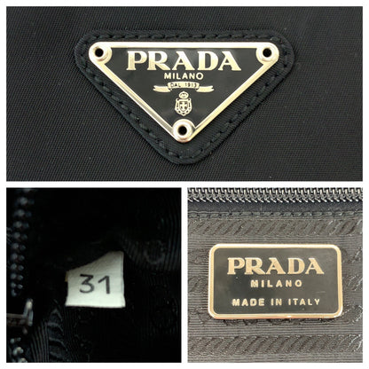 Prada Shoulder Bag Nylon Black Silvermetal Shoulder Bag Tote Bag Test Triangle With Logo Women