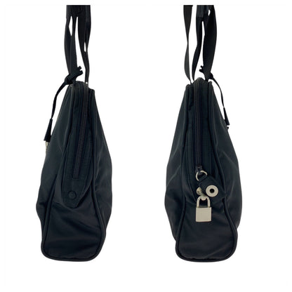 Prada Shoulder Bag Nylon Black Silvermetal Shoulder Bag Tote Bag Test Triangle With Logo Women
