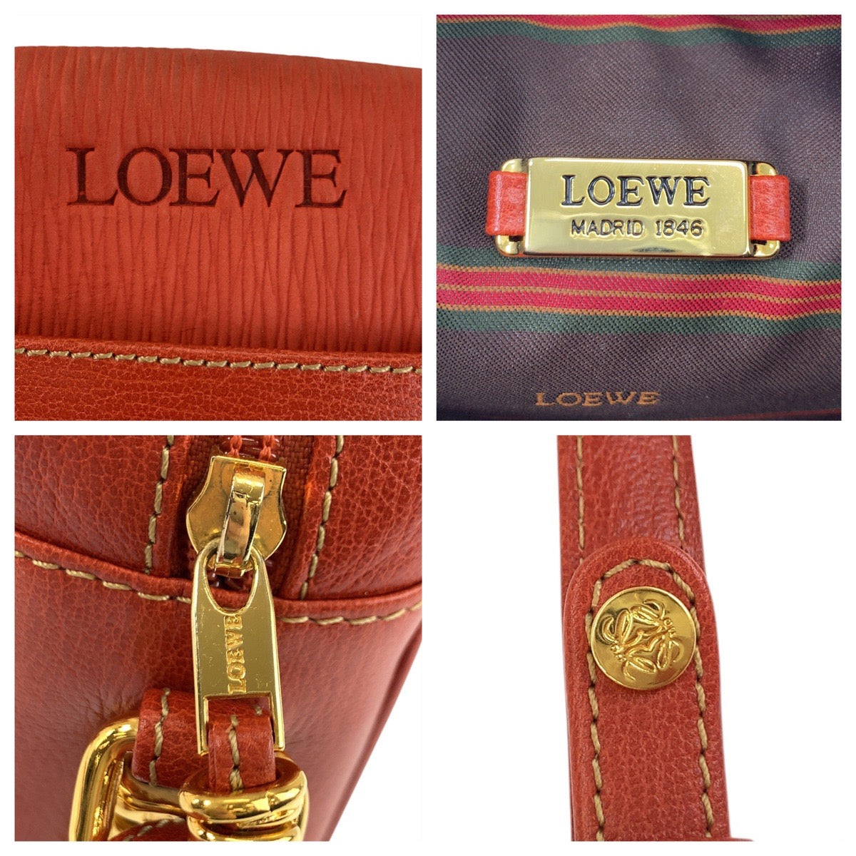 Loewe Shoulder Bag Leather Orange Goldmetal Shoulder Bag Pochette Velazquez Women