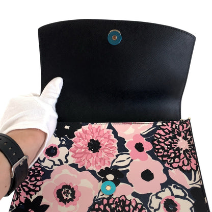 Kate Spade Shoulder Bag Pvc Pink Black Gold Metal Shoulder Bag Pochette Flour Women