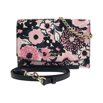 Kate Spade Shoulder Bag Pvc Pink Black Gold Metal Shoulder Bag Pochette Flour Women