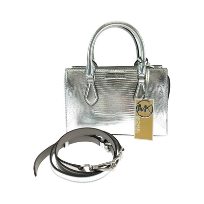 Michael Kors Shoulder Bag Leather Silver Silvermetal Shoulder Bag Handbag 2Way Sheila Logo Women