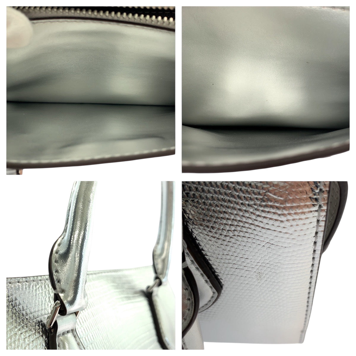 Michael Kors Shoulder Bag Leather Silver Silvermetal Shoulder Bag Handbag 2Way Sheila Logo Women