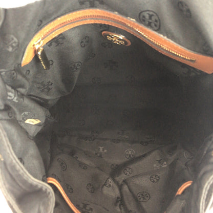 Tory Burch Backpack Hst036 0913 Nylon, Leather Black Brown Gold Metal Backpack Backpack Women