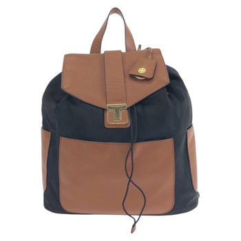 Tory Burch Backpack Hst036 0913 Nylon, Leather Black Brown Gold Metal Backpack Backpack Women